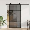 vidaXL Puerta corredera herrajes negro 102,5x205 cm vidrio templado