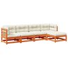 vidaXL Set de sof&aacute;s jard&iacute;n 5 pzas con cojines madera pino marr&oacute;n cera