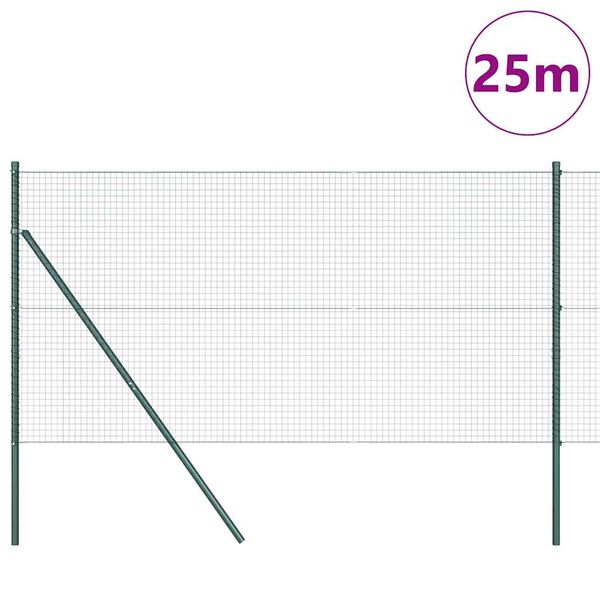 vidaXL Poste de Valla Verde 25 x 1,2 m (malla de 25 x 25 mm)