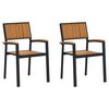 vidaXL Silla Apilable 2 uds. Marr&oacute;n Madera de Acacia S&oacute;lida Apilable