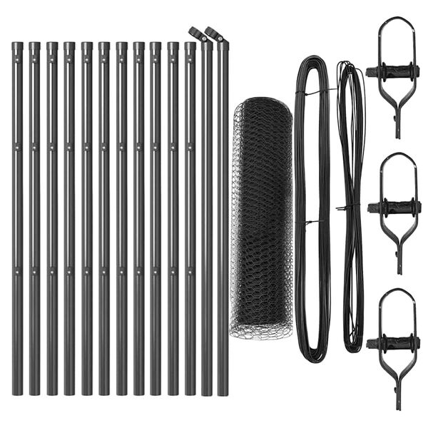 vidaXL Poste de Valla Gris 25 x 0,4 m (malla de 13 mm) Acero y PVC