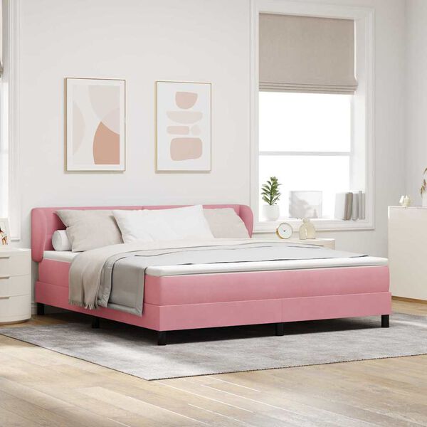 vidaXL Cama tipo Box Spring con colch&oacute;n Rosa 180 x 200 cm Terciopelo