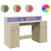 vidaXL Escritorio con LED madera ingenier&iacute;a roble Sonoma 140x55x91 cm