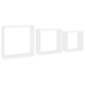 vidaXL Estantes cubo de pared 3 unidades MDF blanco