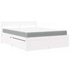 vidaXL Cama con cajones y colch&oacute;n madera maciza pino blanca 160x200 cm