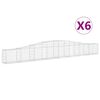 vidaXL Cestas de gaviones 6 uds forma de arco hierro 400x30x40/60 cm