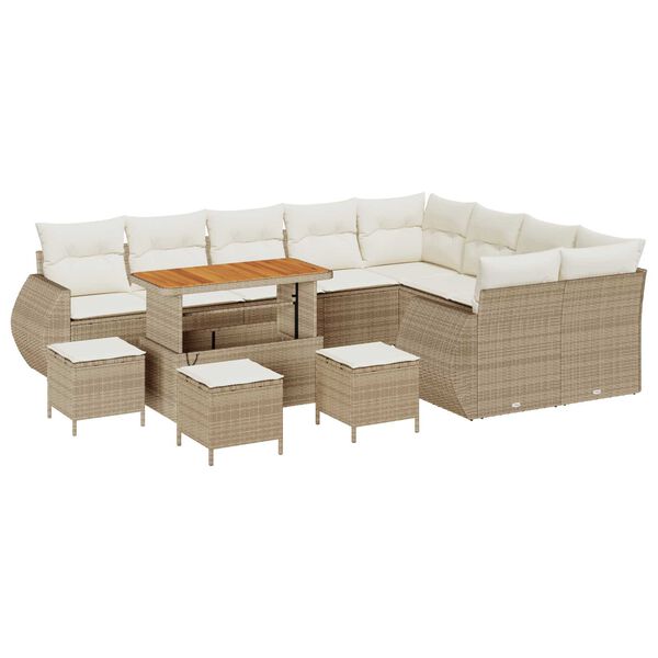 vidaXL Conjunto de sof&aacute; de jard&iacute;n 13 pcs Beige rat&aacute;n sint&eacute;tico