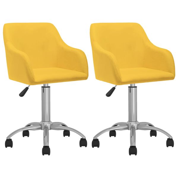 vidaXL Sillas de comedor giratorias 2 unidades tela amarillo