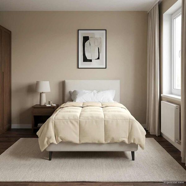 vidaXL Edred&oacute;n de Todo el A&ntilde;o Acolchado Crema 135 x 220 cm Microfibra