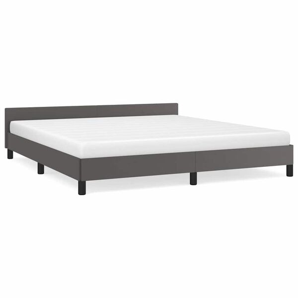 vidaXL Estructura de cama con cabecero sin colchón gris 180x200 cm