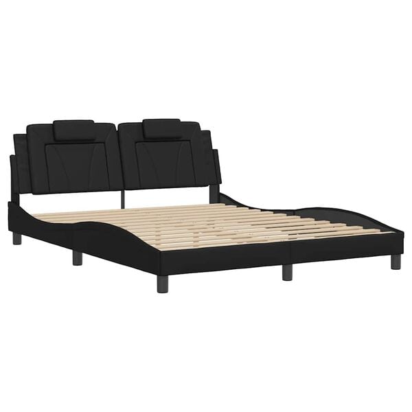 vidaXL Estructura de cama Viana sin colch&oacute;n cuero sint&eacute;tico negro 160x200 cm
