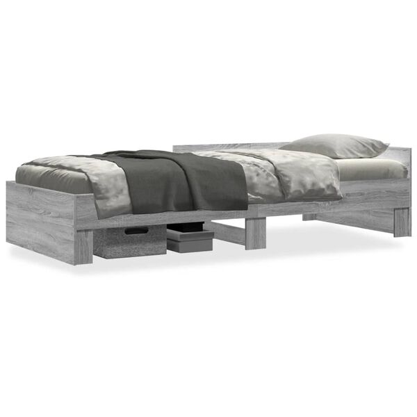 vidaXL Estructura de cama madera de ingenier&iacute;a gris Sonoma 75x190 cm