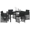 vidaXL Conjunto de Comedor de Jard&iacute;n 5 pcs Negro rat&aacute;n sint&eacute;tico