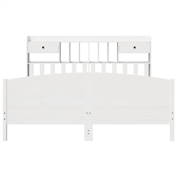 vidaXL Cama con estanter&iacute;a sin colch&oacute;n madera maciza blanca 180x200 cm