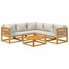 vidaXL Set muebles de jardín 6 pzas madera maciza y cojines gris claro