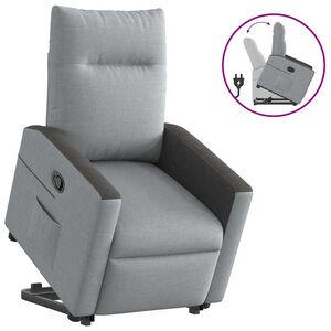 vidaXL Sill&oacute;n reclinable elevable de tela gris claro