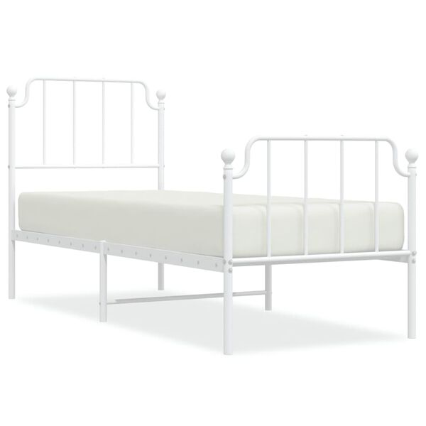 vidaXL Estructura cama sin colch&oacute;n con estribo metal blanco 80x200 cm