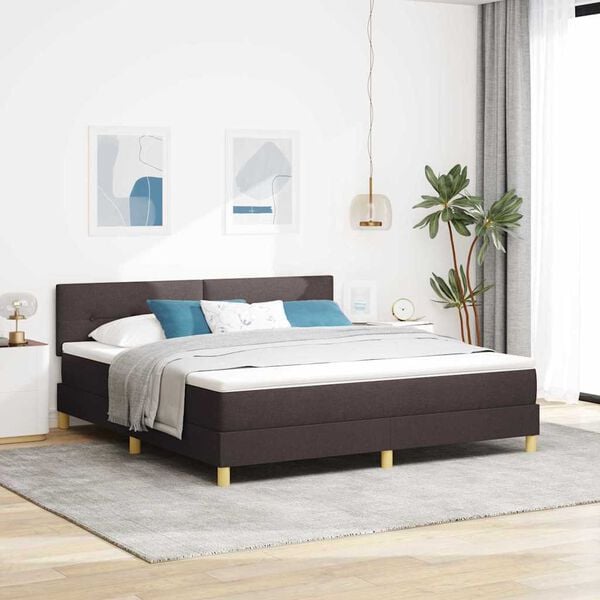 vidaXL Cama tipo Box Spring Marr&oacute;n Oscuro 180 x 200 cm tela