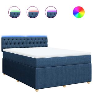 vidaXL Cama box spring con colch&oacute;n tela azul 140x190 cm