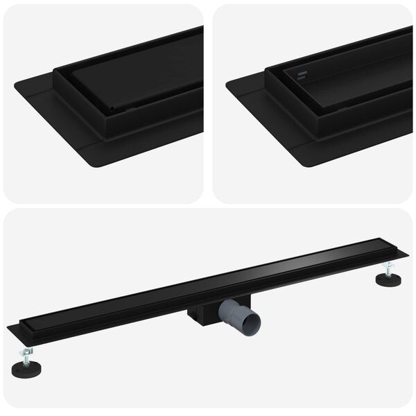 vidaXL Drenaje de ducha 2 en 1 Negro 100 cm Acero inoxidable 304