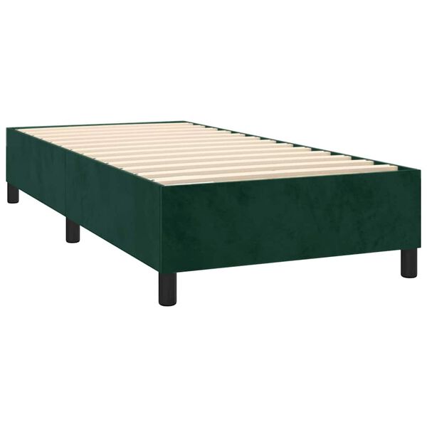 vidaXL Cama box spring con colch&oacute;n terciopelo verde oscuro 80x200 cm