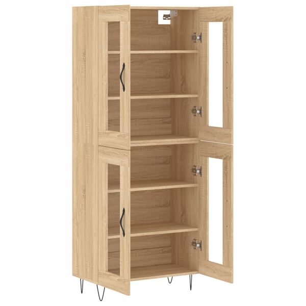 vidaXL Aparador alto madera contrachapada color roble 69,5x34x180 cm