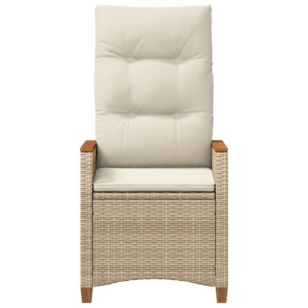 vidaXL Silla de jard&iacute;n reclinable Beige y Crema 64 x 57,5 x 112 cm