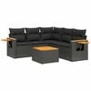 vidaXL Set de sof&aacute;s de jard&iacute;n 6 piezas y cojines rat&aacute;n sint&eacute;tico negro