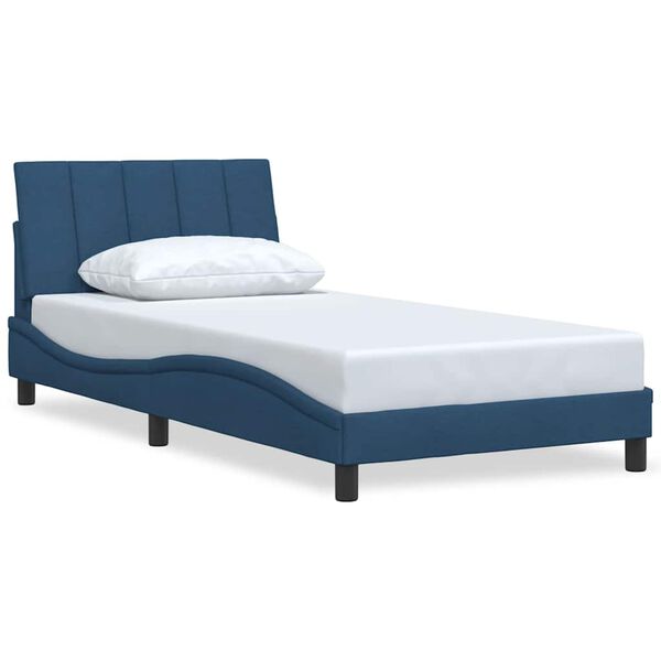 vidaXL Estructura de cama sin colch&oacute;n Hanko tela azul 100x200 cm