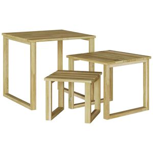 vidaXL Mesa 3 uds. Natural 50,5 x 50 x 46 cm Madera de pino impregnada