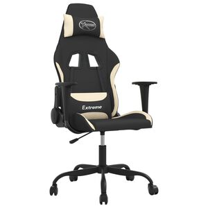 vidaXL Silla gaming tela crema y negro