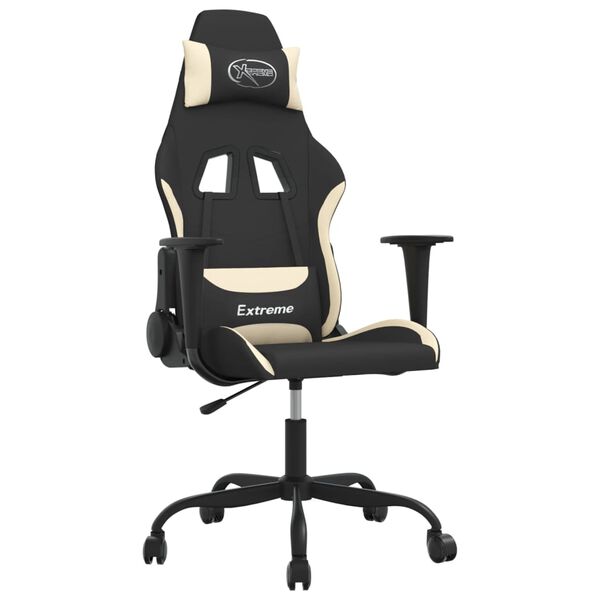 vidaXL Silla gaming tela crema y negro