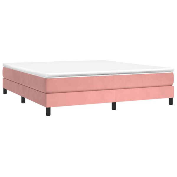 vidaXL Cama box spring con colch&oacute;n terciopelo rosa 160x200 cm