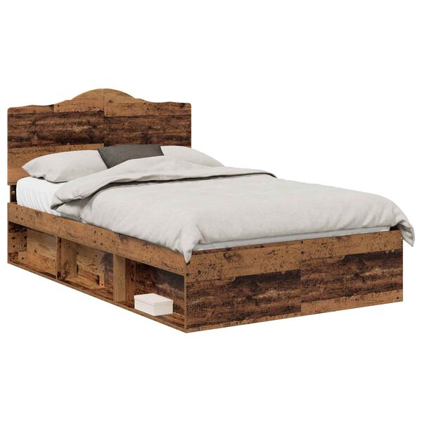 vidaXL Estructura de cama con cabecera Madera vieja 120 x 200 cm