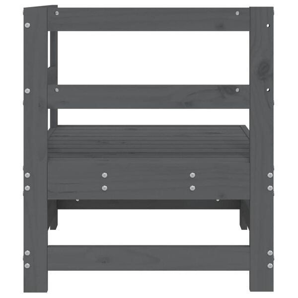 vidaXL Sofá de esquina de jardín madera maciza de pino gris