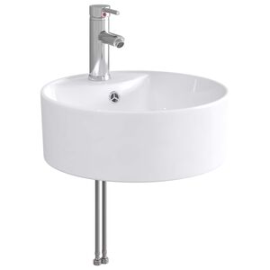 vidaXL Lavabo de ba&ntilde;o con grifo y desag&uuml;e Cromado 40,5 x 40,5 x 15 cm