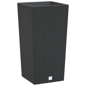 vidaXL Macetero con interior extra&iacute;ble antracita 11/26,5 L rat&aacute;n PP