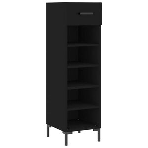 vidaXL Zapatero madera de ingenier&iacute;a negro 30x35x105 cm