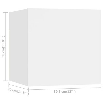 vidaXL Muebles de salón de pared 4 uds blanco 30,5x30x30 cm