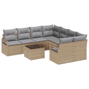 vidaXL Juego de Sof&aacute; 9 uds. 8-N&uacute;mero de plazas Beige y gris