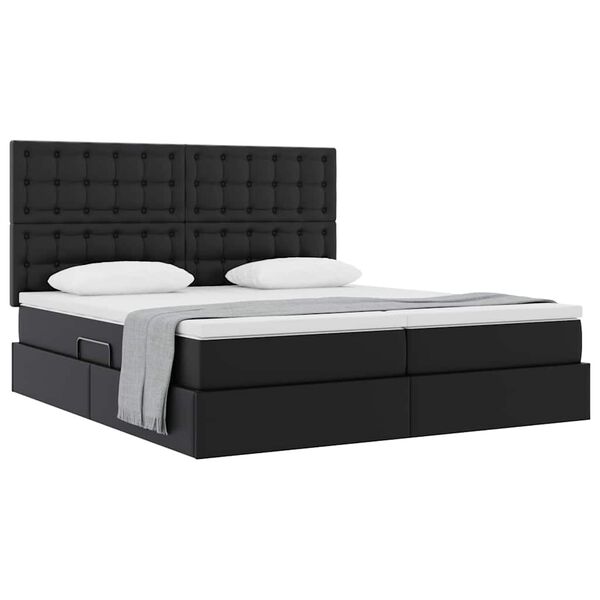 vidaXL Cama con almacenamiento y colch&oacute;n Negro 180 x 200 cm
