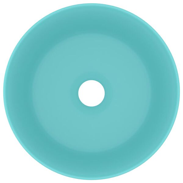vidaXL Lavabo de lujo redondo cerámica verde claro mate 40x15 cm