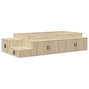 vidaXL Cama con almacenamiento Roble Sonoma 75 cm Madera contrachapada