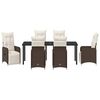 vidaXL Conjunto de Comedor de Jard&iacute;n 7 pcs Marr&oacute;n rat&aacute;n sint&eacute;tico