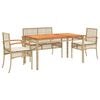 vidaXL Set comedor de jard&iacute;n 5 pzas con cojines rat&aacute;n sint&eacute;tico beige
