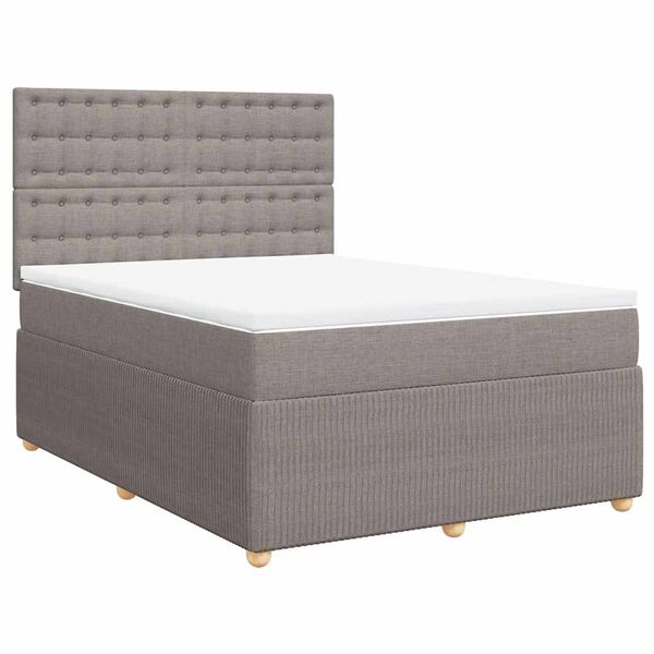 vidaXL Cama box spring con colch&oacute;n tela gris taupe 160x200 cm