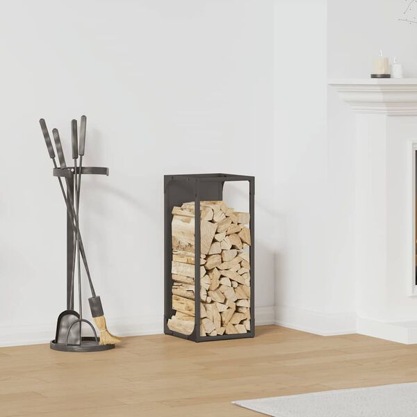 vidaXL Le&ntilde;ero negro 25x25x60 cm Acero laminado en fr&iacute;o