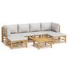 vidaXL Set de muebles de jard&iacute;n 7 piezas bamb&uacute; y cojines gris claro