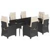 vidaXL Set de comedor de jard&iacute;n 7 pzas y cojines rat&aacute;n sint&eacute;tico negro