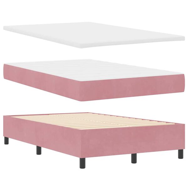 vidaXL Cama tipo Box Spring con colch&oacute;n Rosa 120 x 200 cm Terciopelo